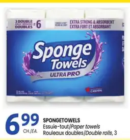 Uniprix SPONGETOWELS Essuie-tout / Paper towels Rouleaux doubles / Double rolls, 3 offer