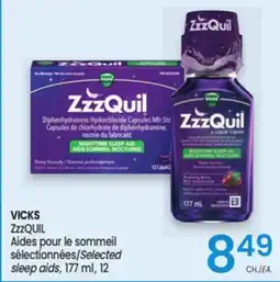 Uniprix VICKS ZzzQUIL Aides pour le sommeil sélectionnées/Selected sleep aids offer
