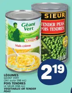 Marché Bonichoix GÉANT VERT (341 or 398 mL), LE SIEUR (398 mL) VEGETABLES OR TENDER PEAS offer
