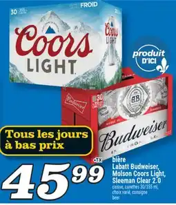 Marché Richelieu BIÈRE LABATT BUDWEISER, MOLSON COORS LIGHT, SLEEMAN CLEAR 2.0 | BEER offer
