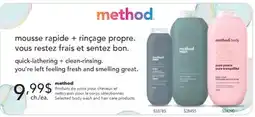 Jean Coutu METHOD Selected body wash and hair care products offer
