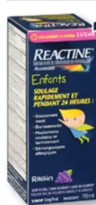 Familiprix Reactine Children's allergy relief grape syrup offer