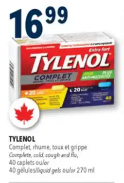 Familiprix TYLENOL Complete, cold, cough and flu, 40 caplets or 40 liquid gels or offer
