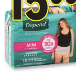 Familiprix Depend Fit-Flex women's incontinence underwear Medium 18un offer