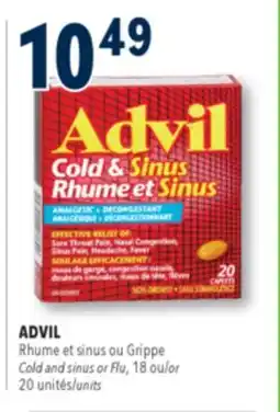 Familiprix ADVIL Cold and sinus or Flu, 18 or 20 units offer