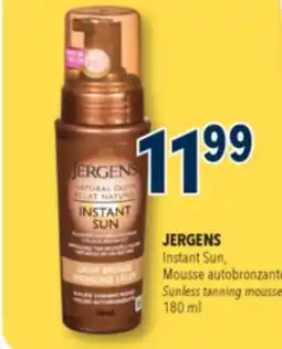 Familiprix Jergens Natural Glow Instant Sun Sunless Tanning Mousse - Light Bronze offer