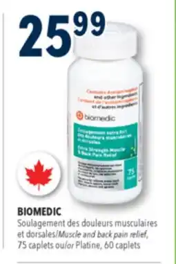 Familiprix BIOMEDIC Muscle and back pain relief, 75caplets or Platine, 60caplets offer