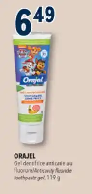 Familiprix Orajel anticavity fluoride bubble berry toothpaste gel offer