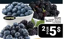 Pasquier Bleuets Pr. : Canada E.-U. ou Mûres Pr. : Mexique 1/2 chopine offer