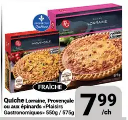 Pasquier Quiche Lorraine, Provençale ou aux épinards Plaisirs Gastronomiques offer