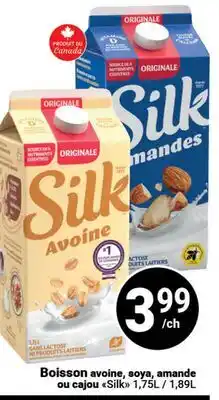 Pasquier Boisson avoine, soya, amande ou cajou Silk offer