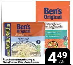 Pasquier Riz Sélection Naturelle 397g ou Bistro Express 490g Ben's Original offer