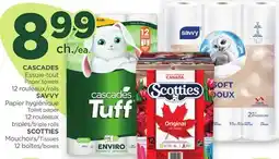 Proxim CASCADES Paper towels, SAVVY Toilet paper, SCOTTIES Tissues offer