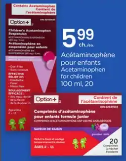 Proxim Option + Acetaminophen for children offer