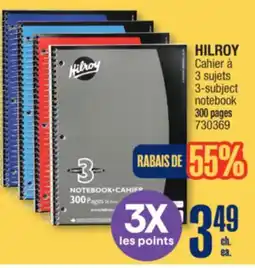 Jean Coutu HILROY 3-subject notebook offer