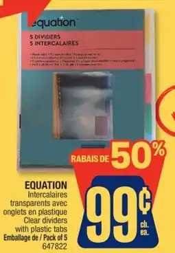 Jean Coutu EQUATION Clear dividers with plastic tabs offer