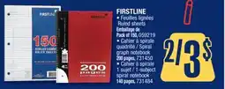 Jean Coutu FIRSTLINE Ruled sheets, Spiral graph notebook, 1-subject spiral notebook offer