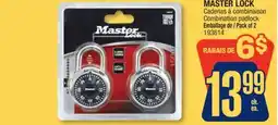 Jean Coutu MASTER LOCK Combination padlock offer