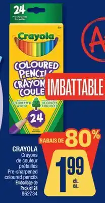 Jean Coutu CRAYOLA Pre-sharpened coloured pencils offer