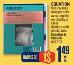 Jean Coutu EQUATION Clear dividers with plastic tabs offer