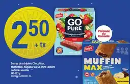 Maxi BARRES DE CÉRÉALES CHOCOMAX, MUFFINMAX, NÜGABAR OU GO PURE LECLERC offer