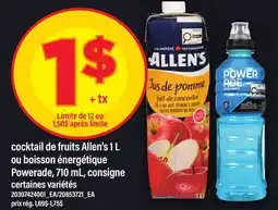 Maxi COCKTAIL DE FRUITS ALLEN'S 1 L OU BOISSON ÉNERGÉTIQUE POWERADE, 710 ML offer