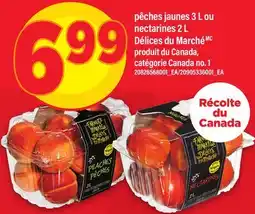 Maxi PÊCHES JAUNES, 3 L OU NECTARINES, 2 L DÉLICES DU MARCHÉ offer