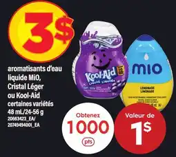 Maxi AROMATISANTS D'EAU LIQUIDE MIO, CRISTAL LÉGER OU KOOL-AID, 48 ML offer