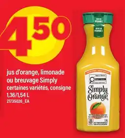 Maxi JUS D'ORANGE, LIMONADE OU BREUVAGE SIMPLY, 1,36/1 offer