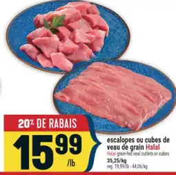 Marché Adonis ESCALOPES OU CUBES DE VEAU DE GRAIN HALAL | HALAL GRAIN-FED VEAL CUTLETS OR CUBES offer