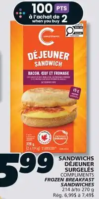 IGA COMPLIMENTS FROZEN BREAKFAST SANDWICHES offer