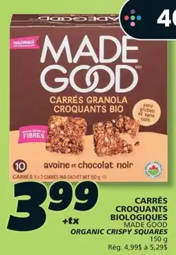 IGA MADE GOOD ORGANIC CRISPY SQUARES offer