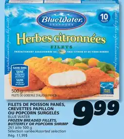 IGA BLUE WATER FROZEN BREADED FILLETS, BUTTERFLY OR POPCORN SHRIMP offer
