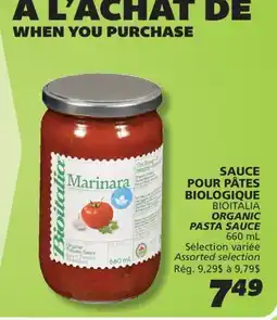 IGA BIOITALIA ORGANIC PASTA SAUCE offer