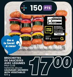 IGA PRIX CLUB SAUSAGES SKEWERS WITH VEGETABLES offer