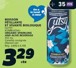IGA GUTSY KOMBUCHA+ ORGANIC SPARKLING AND ALIVE BEVERAGE offer