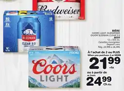 Marches Tradition COORS LIGHT, BUDWEISER OR SLEEMAN CLEAR 2.0 BEER offer