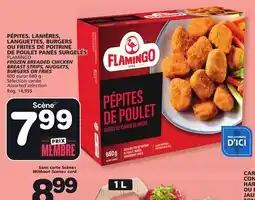 Marches Tradition FLAMINGO FROZEN BREADED CHICKEN BREAST STRIPS, NUGGETS, BURGERS OR FRIES offer