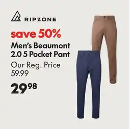 Sport Chek RIPZONE MEN'S BEAUMONT 2.0 5 POCKET PANT offer