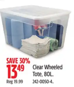 Canadian Tire Clear Wheeled Tote, 80L offer