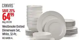 Canadian Tire CANVAS Westbrooke Dotted Dinnerware Set, White, 32-Pc offer