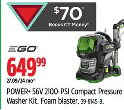 Canadian Tire POWER+ 56V 2100-PSI Compact Pressure Washer Kit offer
