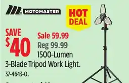 Canadian Tire 1500-Lumen 3-Blade Tripod Work Light offer