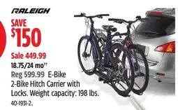Canadian Tire RALEIGH E-Bike 2-Bike Hitch Carrier with Locks offer