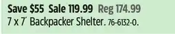 Canadian Tire COLEMAN 7 x 7´ Backpacker Shelter offer