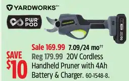 Canadian Tire Yardworks 20V Cordless Handheld Pruner with 4Ah Battery & Charger offer