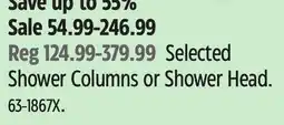 Canadian Tire Selected Shower Columns or Shower Head offer