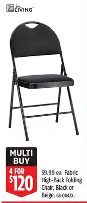 Canadian Tire For Living Fabric High-Back Folding Chair offer