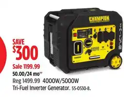 Canadian Tire 4000W/5000W Tri-Fuel Inverter Generator offer