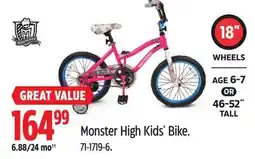 Canadian Tire Monster High Kids' Bike offer